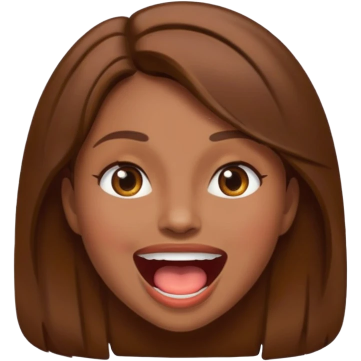 Woman brown hair with mouth open emoji