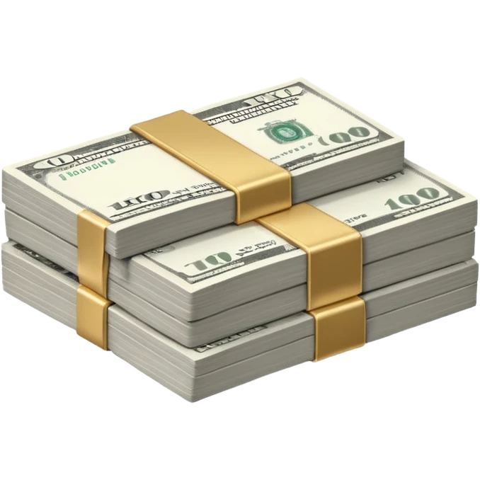 Metallic black-and-white money pack emoji, simple geometric stack of bills,minimal style
 emoji