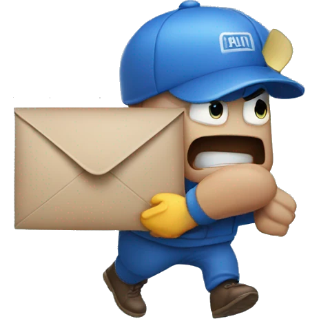 angry mail man delivering mail to a blue mailbox emoji