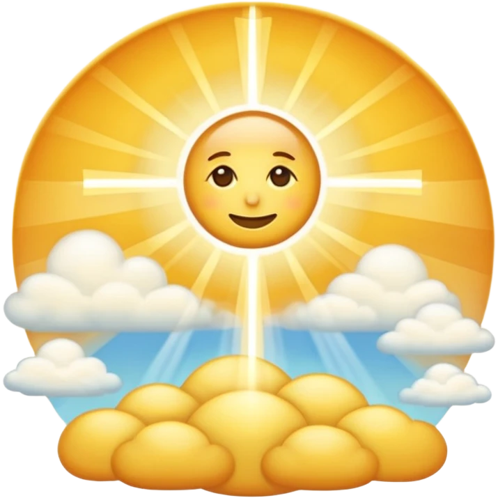 "Create a warm emoji representing morning christian spiritual awakening. Golden sunrise rays, soft light beams, peaceful clouds, or spiritual symbols like crosses, crescents, or light. No human figures - focus on light, warmth, and divine energy." emoji