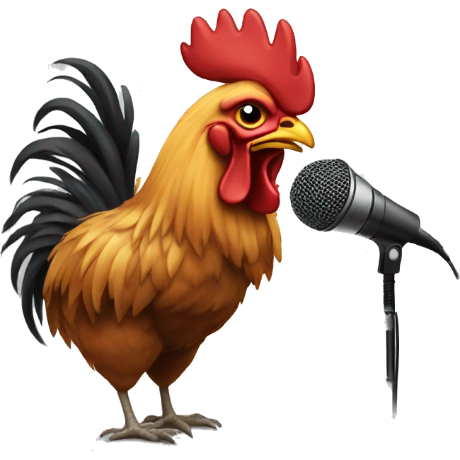 Rooster with microphone emoji
