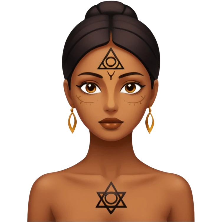 Dark oil traced over woman’s skin forming occult symbols, sensual devotion emoji