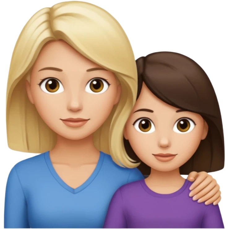Beautiful Blonde mom with Beautiful tan brunette daughter emoji