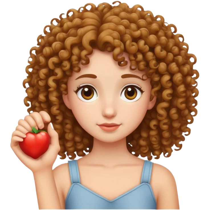 Curly haired girl with arm on shoulder emoji