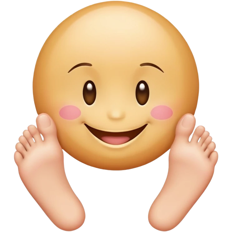 Smiley face with blush and cute lashes with feet in the air  emoji