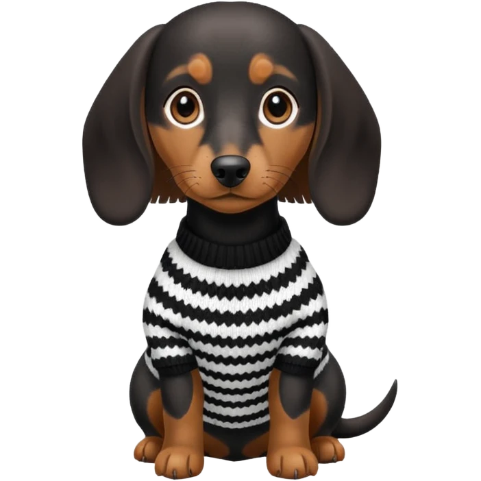 Bassotto ) in bianco e nero con vestitino in maglia emoji