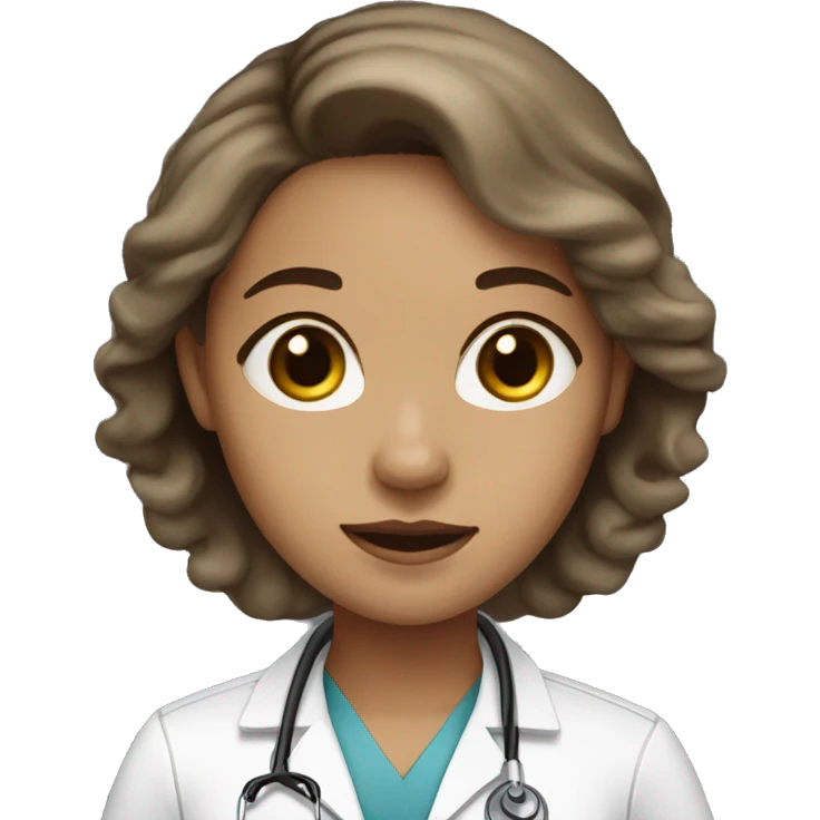 Cute female doctor light skin, brown hair emoji