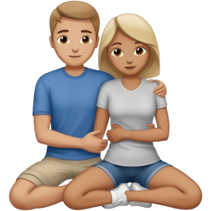 man on knees hugging womans waist emoji