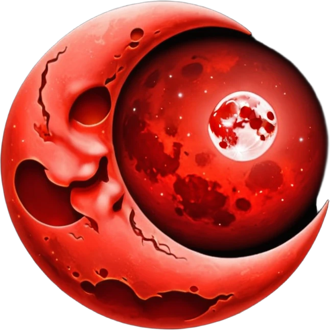 glitter red blood moon crescente emoji