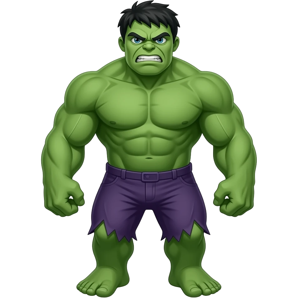 Not angry face Hulk full body emoji