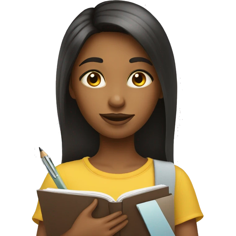 Girl with pen pencil book emoji
