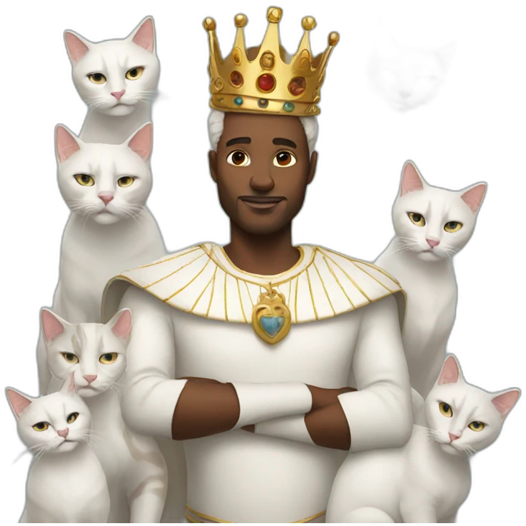 White king with many cats emoji