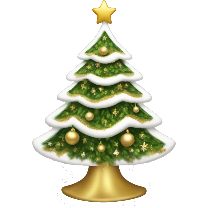 Christmas tree with white and gold decorations emoji