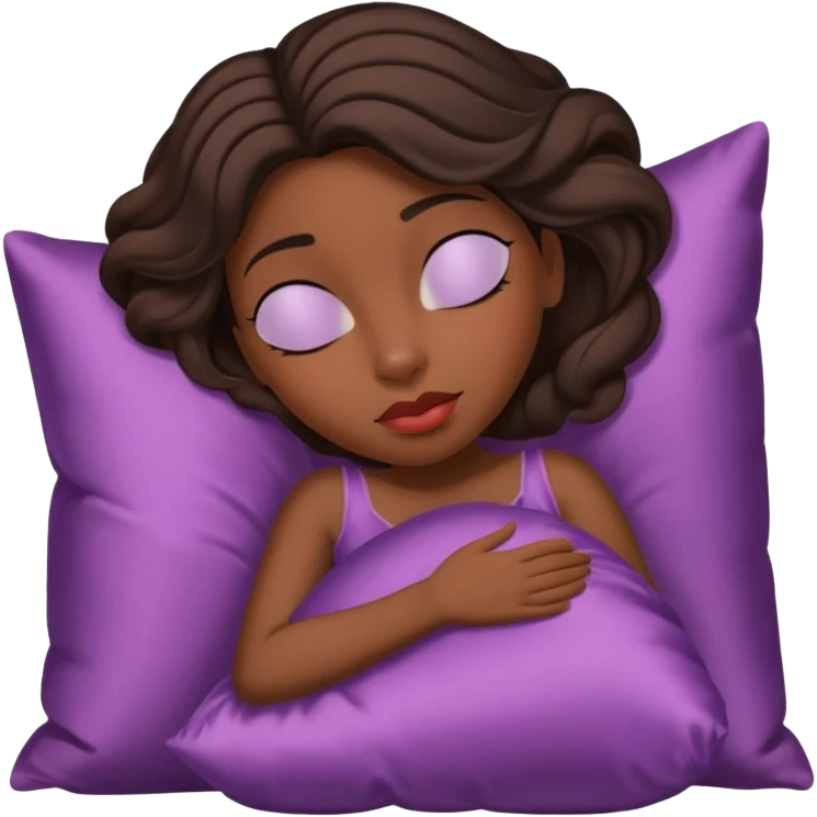 sleeping beauty brunette  black girl with a silk pillow emoji