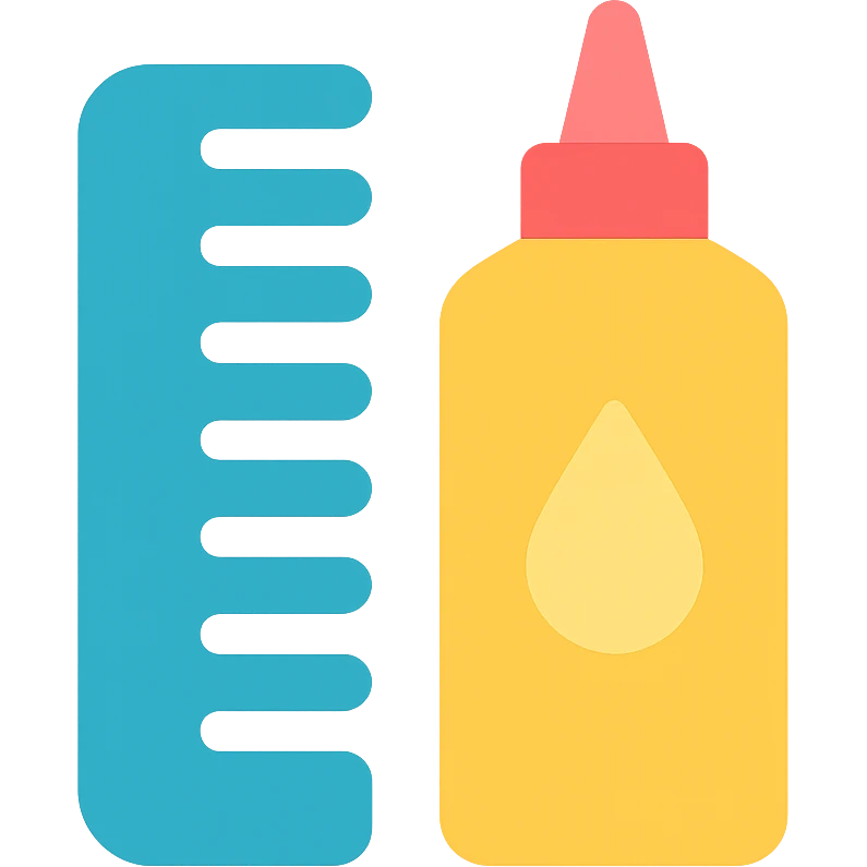 comb and hair gel bottle, flat color icon style emoji