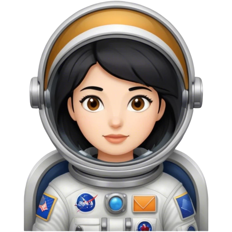 female astronaut with black hair and brown eyes emoji