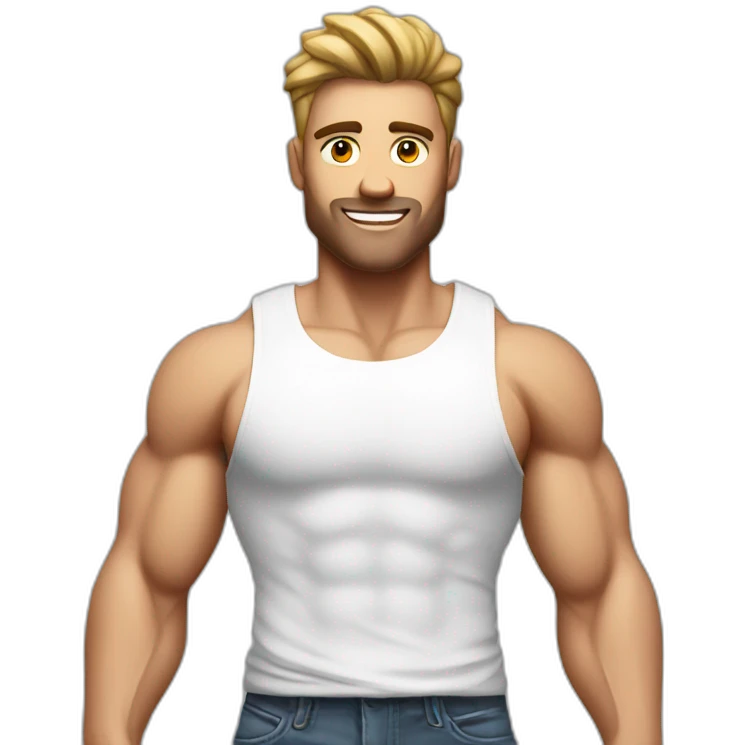 muscular guy with white tank top emoji