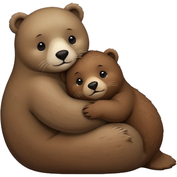 small seal hugging a brown bear emoji