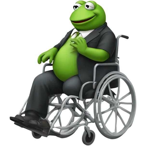 Old and Chubby Kermit the Frog in a wheelchair emoji