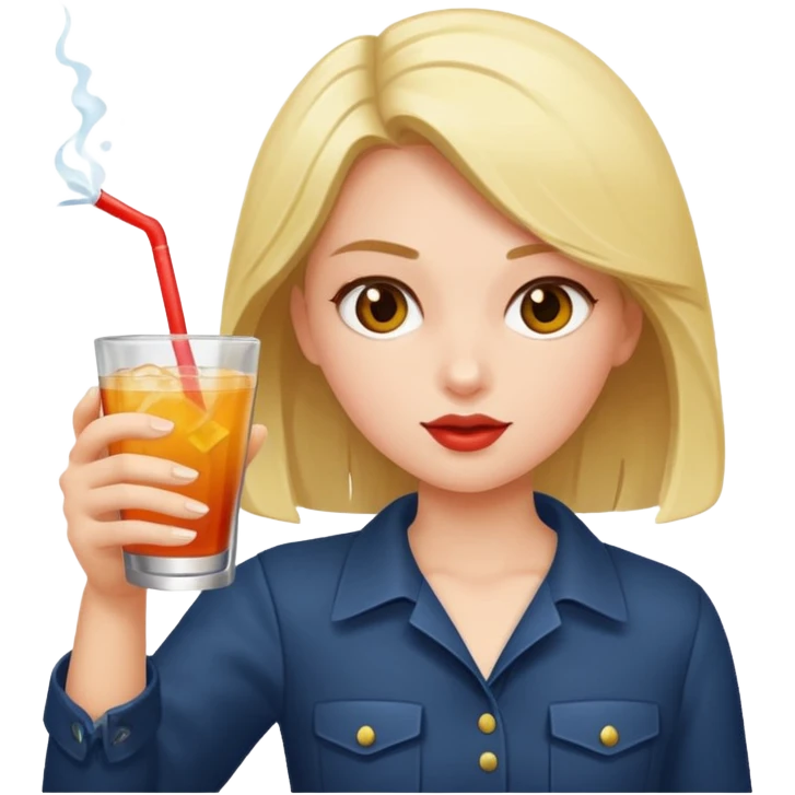 Girl shotgunning drink emoji