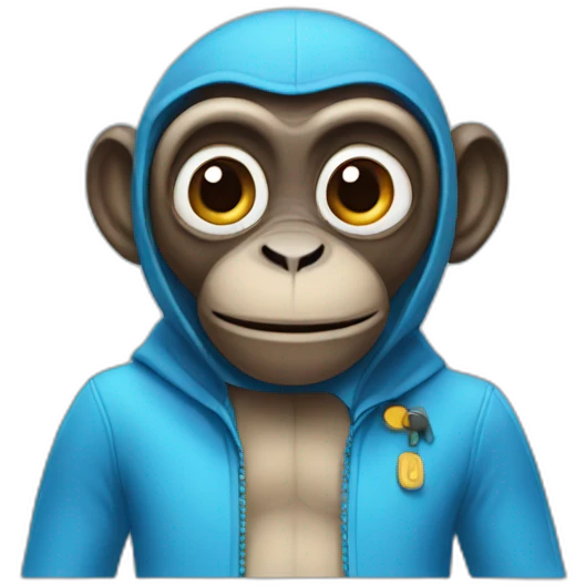 blue smart flat monkey emoji