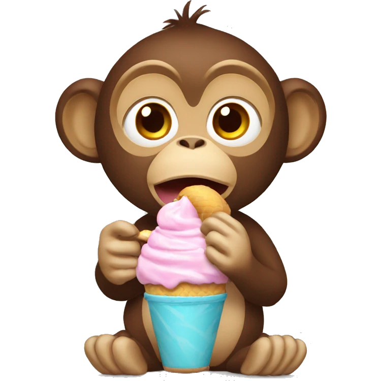 Monkey eating an ice cream emoji