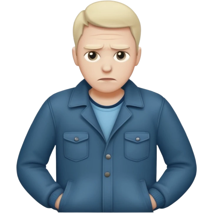 A sad man turns out his pockets and looks sadly at the camera emoji