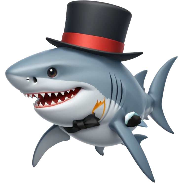 Shark with a top hat emoji