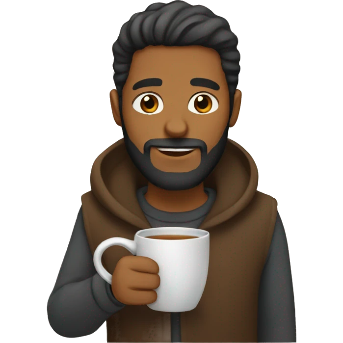 Brown man with beard drinking tea  emoji
