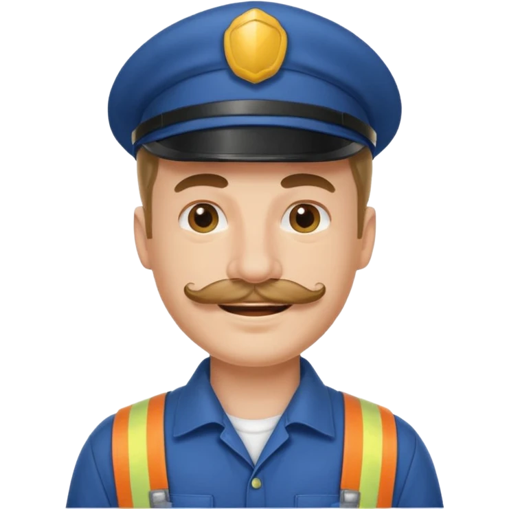 white men with mustache wear worker's uniform emoji