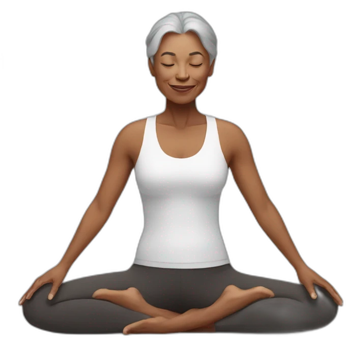 50 year old woman doing yoga emoji