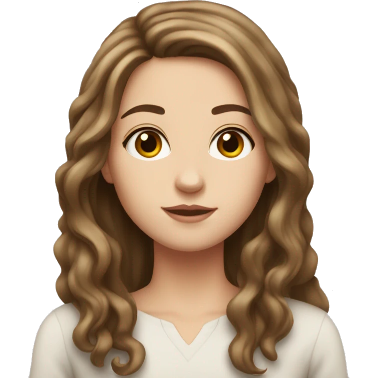 a white girl with long hair and brown hair and hazel eyes  emoji