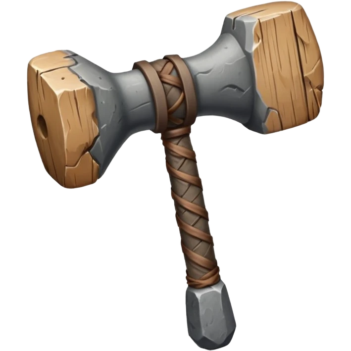 primitive stone hammer, rough stone, tied to stick emoji