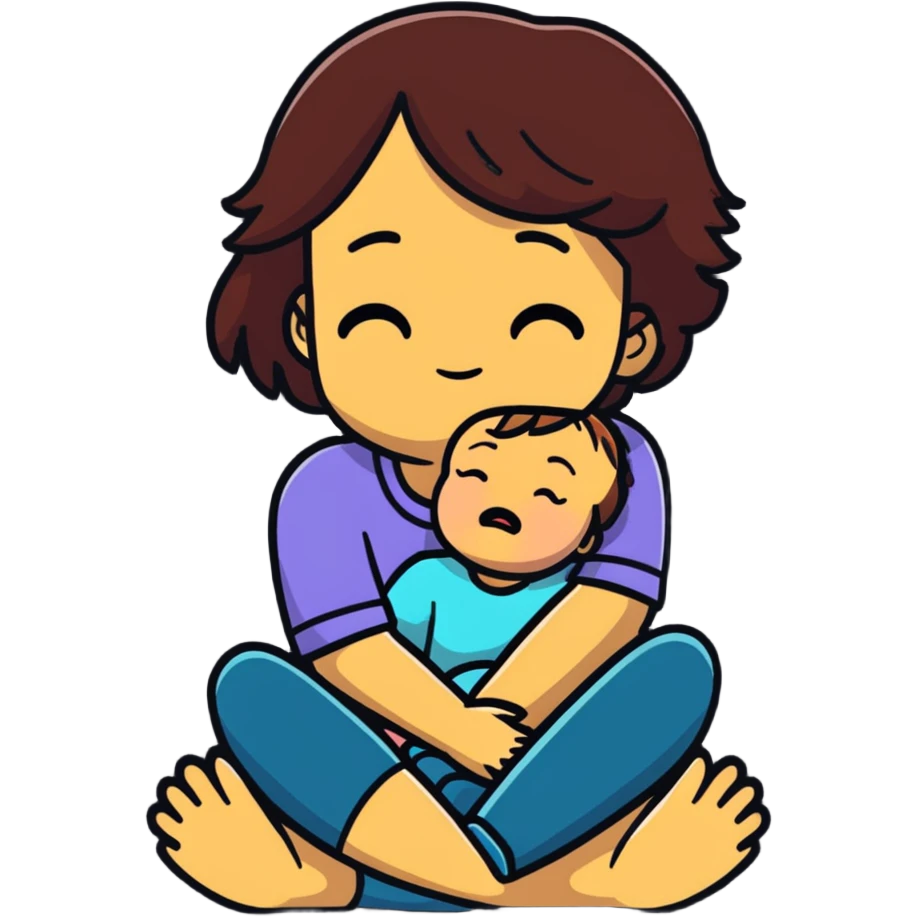 woman sitting on floor hugging her knees while crying emoji