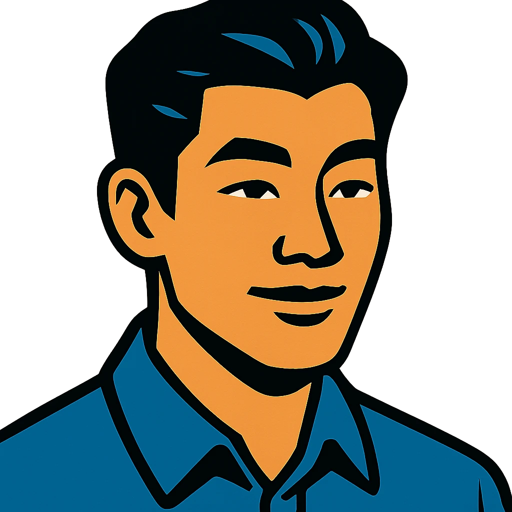 vibrant toon style portrait of a black haired handsome Chinese man emoji