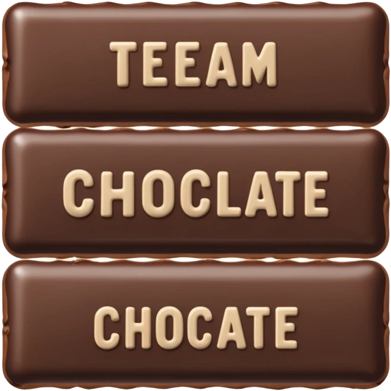 Chocolate bar that says team Chocolate  emoji