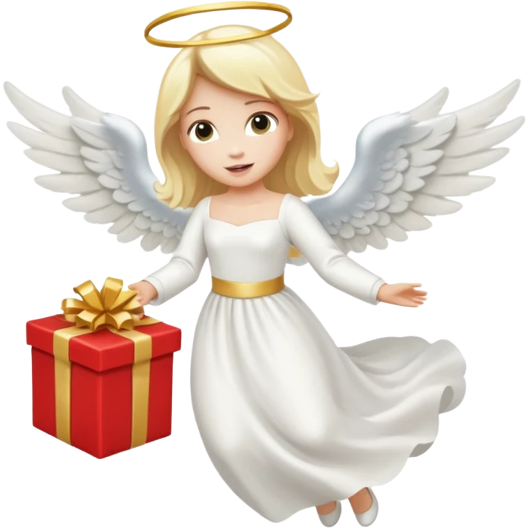 engel, der mit Geschenk angeflogen kommt emoji