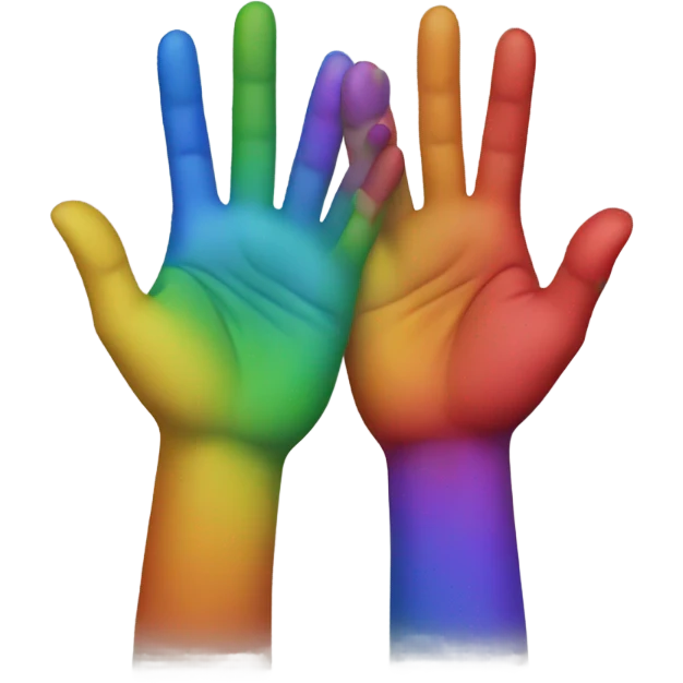 Two hands and between them rainbow  emoji