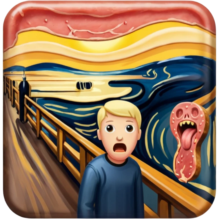 Edvard munch The Scream painting with SPAM MEAT landscape  emoji