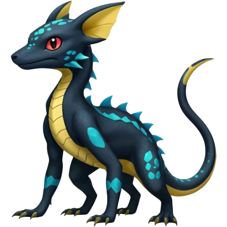 Anthropomorphic Scaley Exotic Salandit-Aurorus-Umbreon-Fakémon-hybrid-creature (full body)  emoji