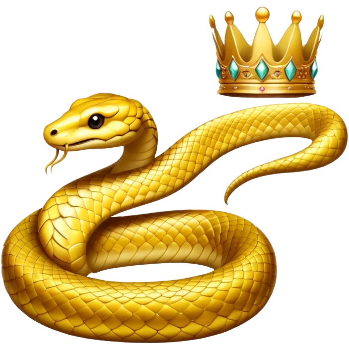 majestic golden snake wearing a crown emoji