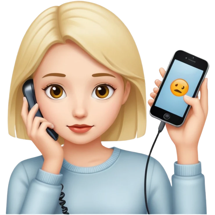 Two phones and one girl emoji