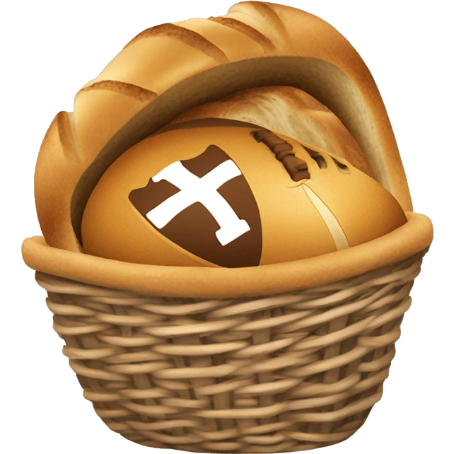 basket of bread with a football inside of it, being caught by stefon diggs emoji