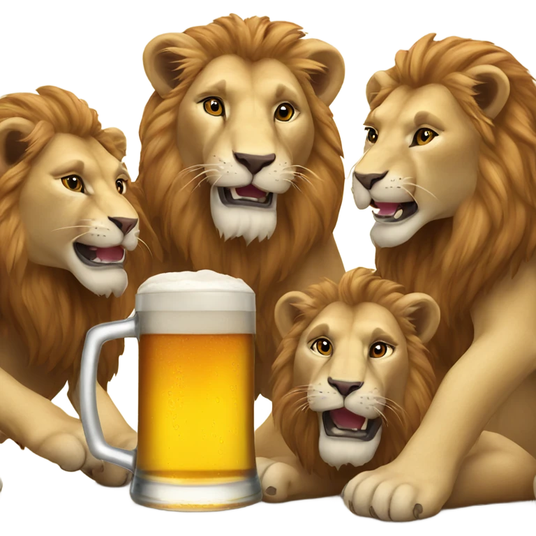 Pack of lions drinking beer emoji