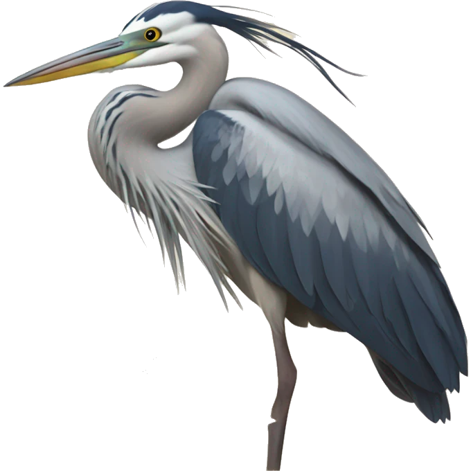 A heron  linking one of the books ‘Les limites de la croissance’. emoji