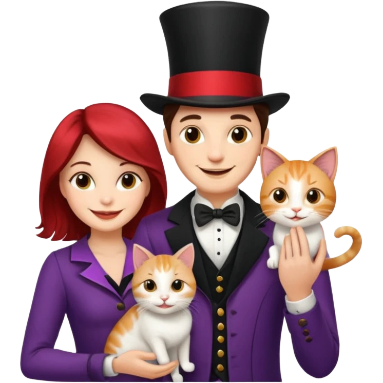 magician couple and their pet cat emoji