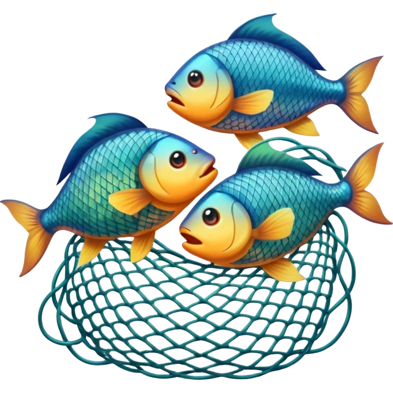 fishes in the fishing net emoji