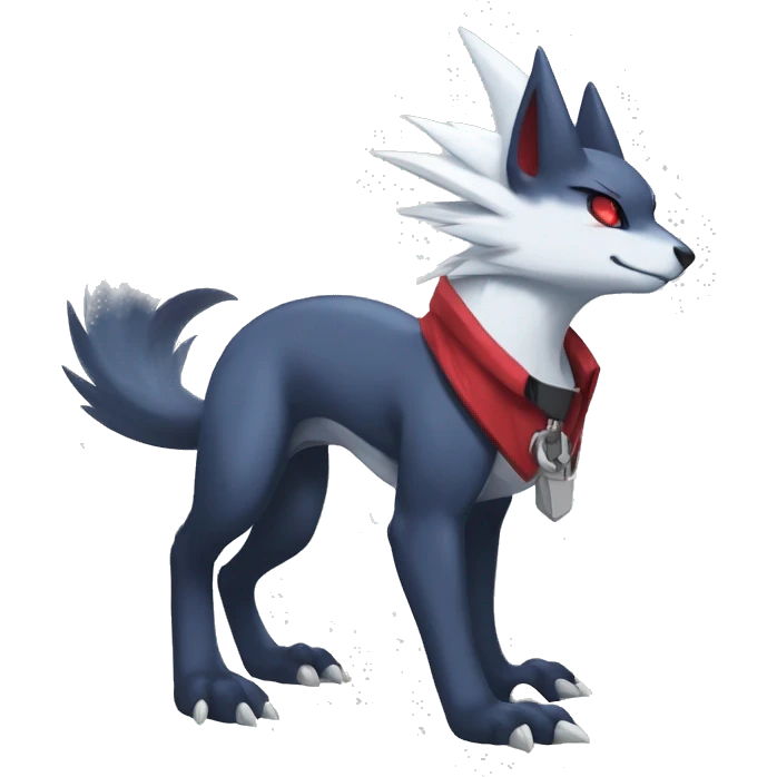 Cool Edgy Nargacuga-Absol-Zangoose-Sneasel-Quilava with a collar on, full body emoji