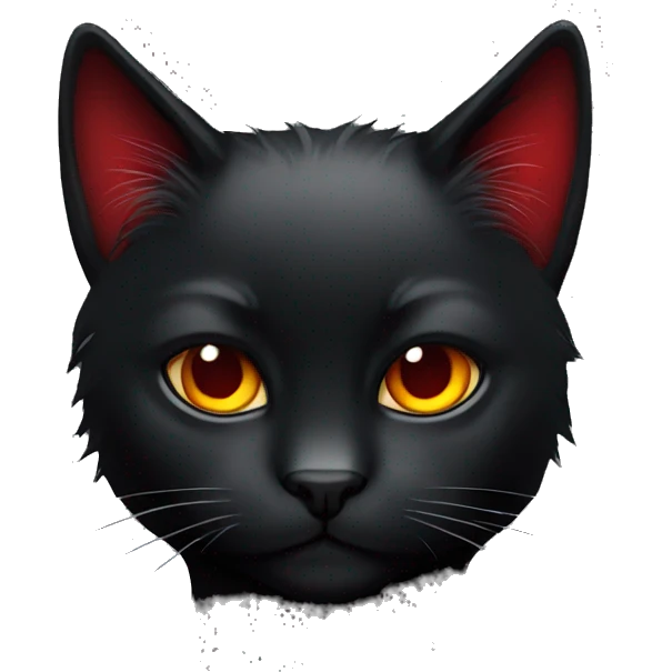Edgy Cool Beautiful Black Cat with Pretty Emo Hair-bangs with Red Streaks emoji