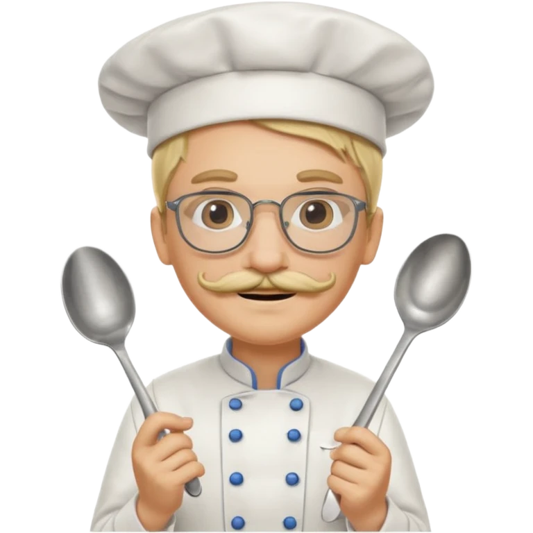 chef with spoon, blonde, with mustace, wearing glasses emoji